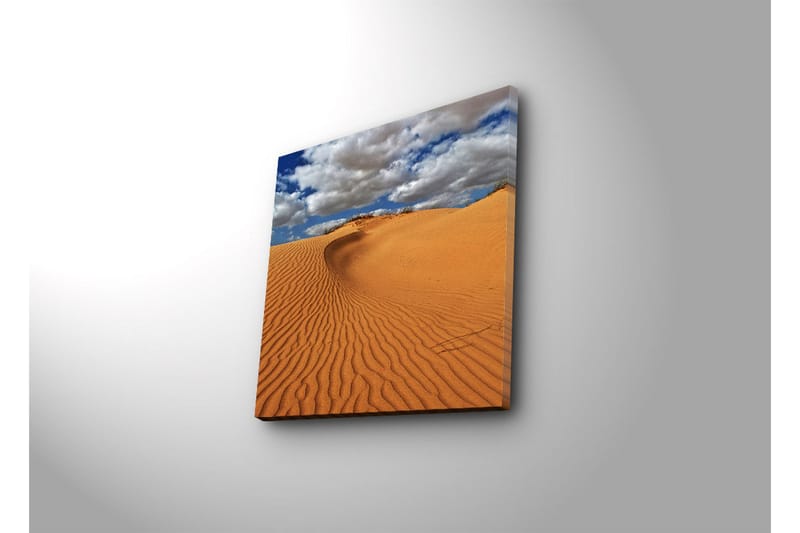 Canvastavla med LED-belysning 40x40 cm - Sanddyner under en blå himmel med moln - Orange / Blå / Vit - Inredning - Tavlor & konst - Canvastavlor