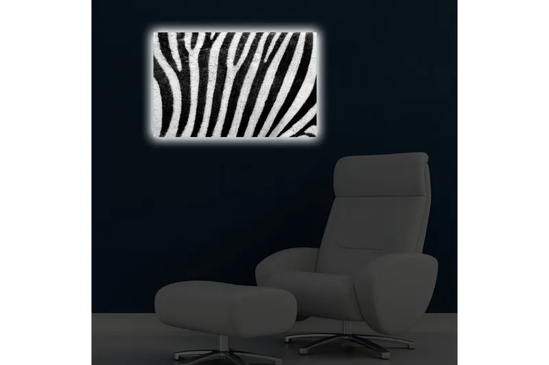 Canvastavla med LED-belysning 45x70 cm - Zebra med kontrasterande svarta och vita ränder - Svart / Vit - Inredning - Tavlor & konst - Canvastavlor