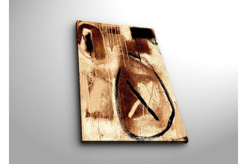 Canvastavla med LED-belysning 70x45 cm - Abstrakt komposition med cirkulära former och linjer - Brunt / Svart / Beige - Inredning - Tavlor & konst - Canvastavlor