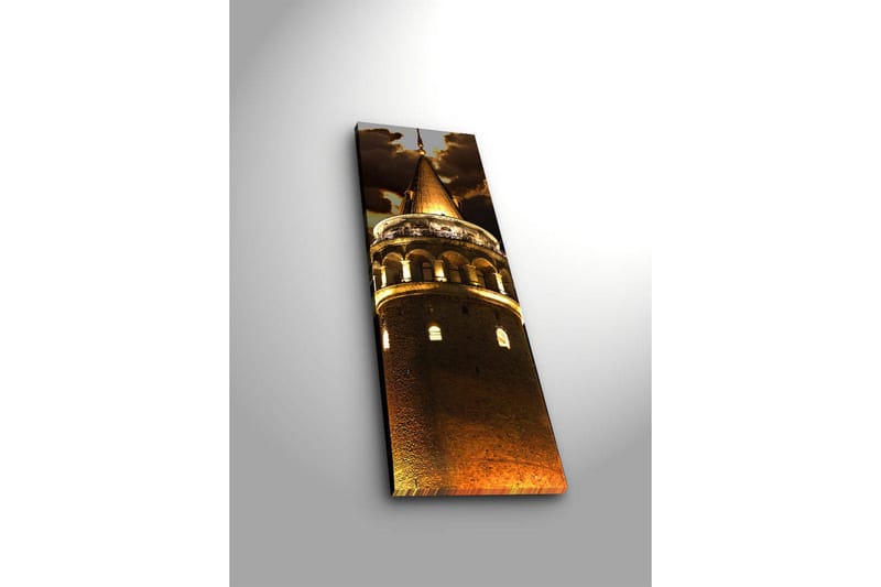 Canvastavla med LED-belysning 90x30 cm - Imponerande torn med gyllene detaljer - Guld / Brunt - Inredning - Tavlor & konst - Canvastavlor