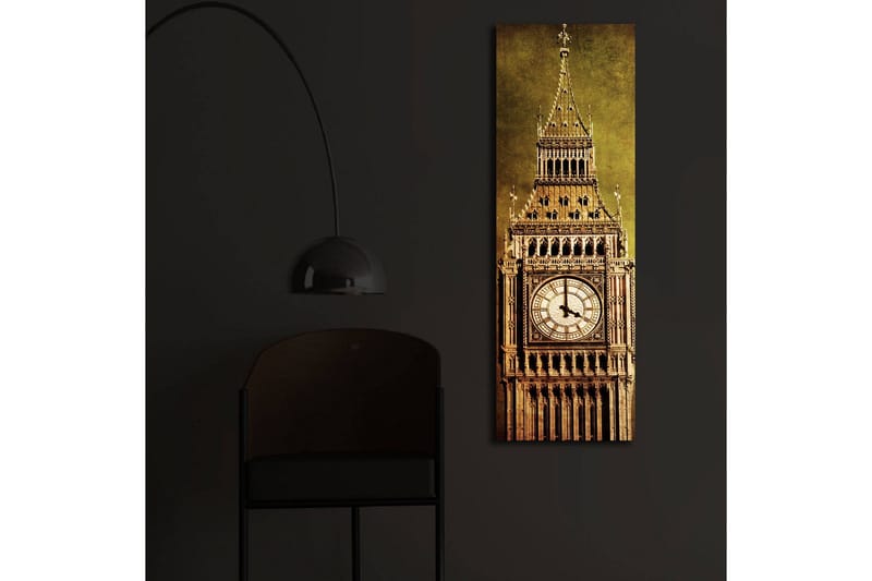 Canvastavla med LED-belysning 90x30 cm - Storslagen klocktorn med detaljerad arkitektur - Guld / Brun / Beige - Inredning - Tavlor & konst - Canvastavlor