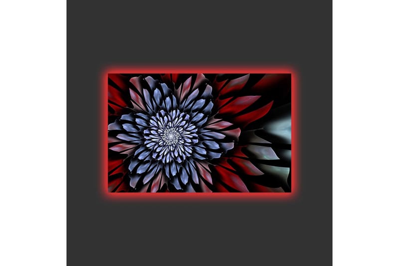 Canvastavla med LED-belysning - Abstrakt blomma med djupa färger - Mörkblå / Röd / Svart - Inredning - Tavlor & konst - Canvastavlor