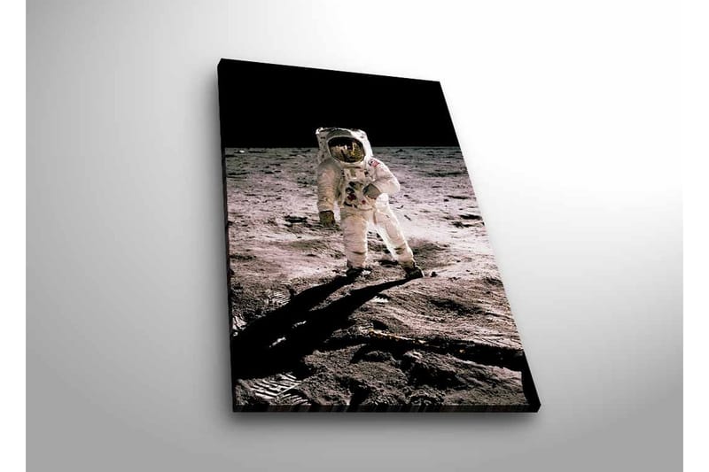 Canvastavla med LED-belysning - Astronaut på månens yta - Svart / Grå / Vit - Inredning - Tavlor & konst - Canvastavlor