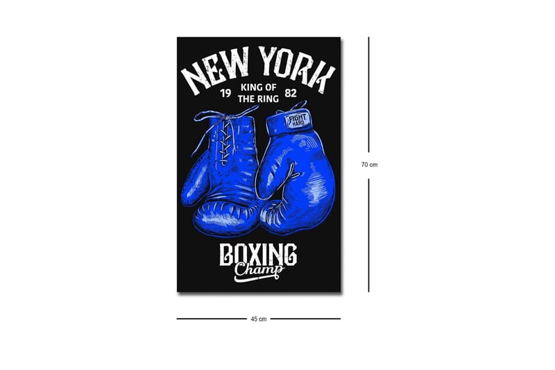 Canvastavla med LED-belysning - Boxhandskar med text och grafiska detaljer - Blå / Svart - Inredning - Tavlor & konst - Canvastavlor