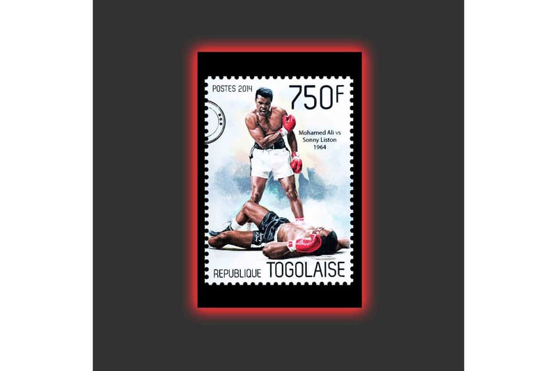 Canvastavla med LED-belysning - Boxningsmatch mellan två kända boxare - Röd / Svart / Vit - Inredning - Tavlor & konst - Canvastavlor