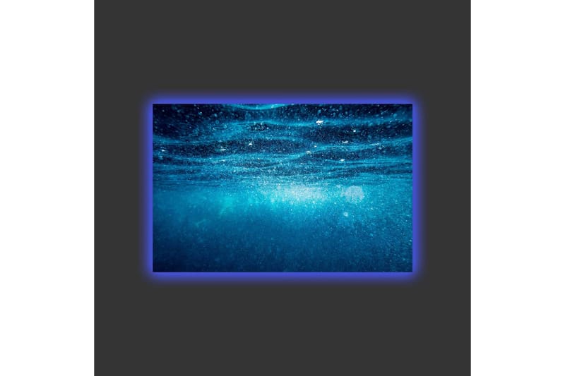 Canvastavla med LED-belysning - Djupblå havslandskap med ljusreflexer - Mörkblå / Turkos - Inredning - Tavlor & konst - Canvastavlor