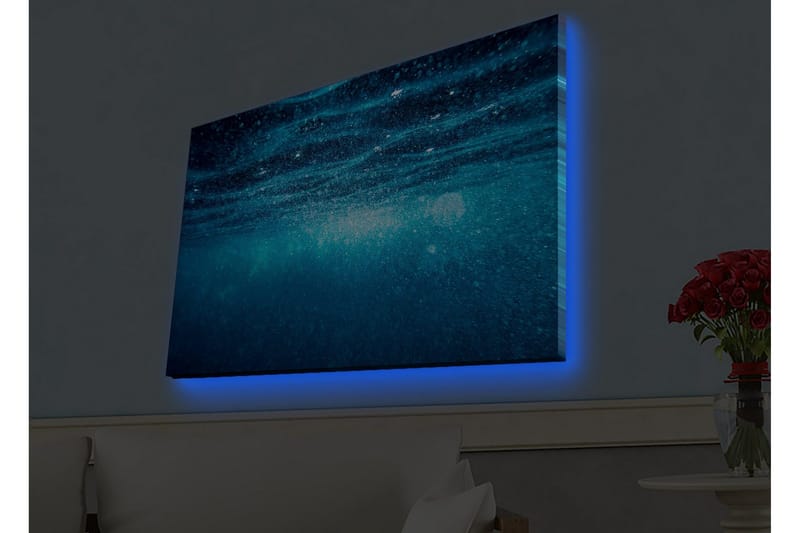 Canvastavla med LED-belysning - Djupblå havslandskap med ljusreflexer - Mörkblå / Turkos - Inredning - Tavlor & konst - Canvastavlor