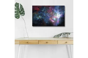 Canvastavla med LED-belysning - Färgrik galax med stjärnor och nebulosor - Blå / Lila / Röd - Inredning - Tavlor & konst - Canvastavlor