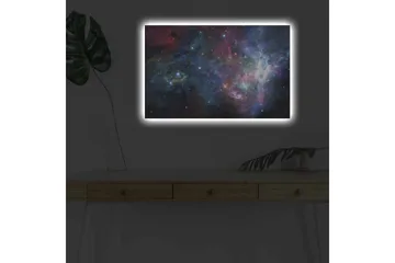 Canvastavla med LED-belysning - Färgrik galax med stjärnor och nebulosor - Blå / Lila / Röd - Inredning - Tavlor & konst - Canvastavlor