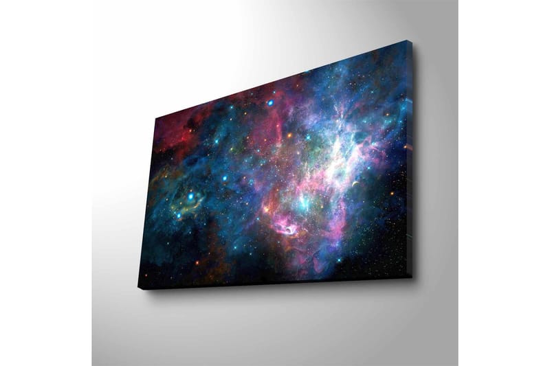 Canvastavla med LED-belysning - Färgrik galax med stjärnor och nebulosor - Blå / Lila / Röd - Inredning - Tavlor & konst - Canvastavlor