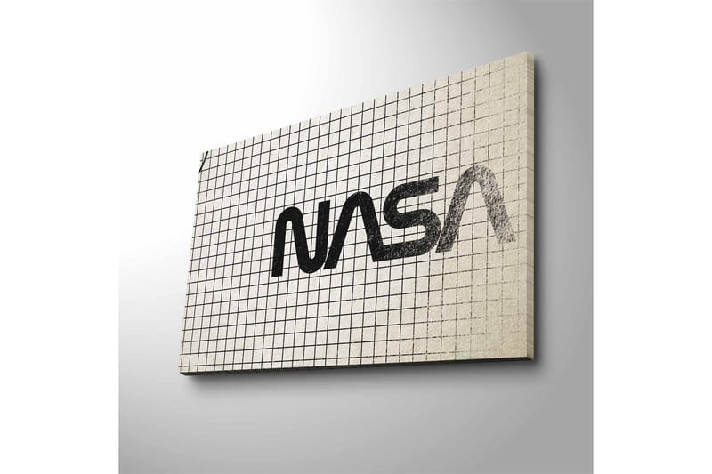 Canvastavla med LED-belysning - Grafisk representation av NASA-logotypen på rutigt mönster - Svart / Vitt / Grått - Inredning - Tavlor & konst - Canvastavlor