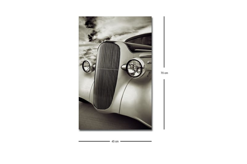 Canvastavla med LED-belysning - Klassisk bil med elegant design - Vit / Svart / Grå - Inredning - Tavlor & konst - Canvastavlor