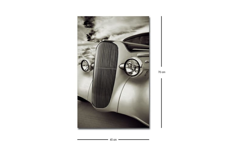 Canvastavla med LED-belysning - Klassisk bil med elegant design - Vit / Svart / Grå - Inredning - Tavlor & konst - Canvastavlor