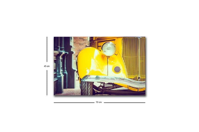 Canvastavla med LED-belysning - Klassisk gul bil med retrodesign - Gul / Svart / Grå - Inredning - Tavlor & konst - Canvastavlor