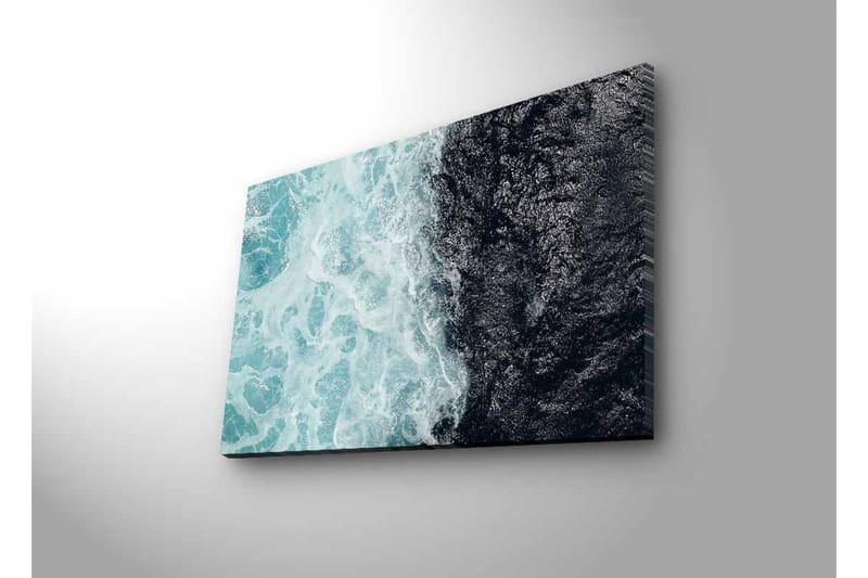 Canvastavla med LED-belysning - Kontrast mellan turkosa vågor och djup svart havsyta - Turkos / Svart - Inredning - Tavlor & konst - Canvastavlor