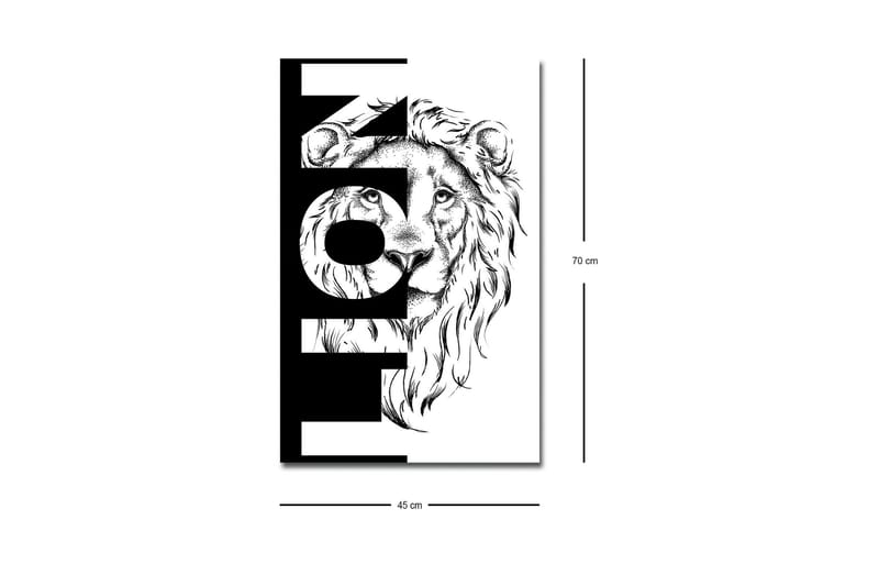 Canvastavla med LED-belysning - Lejonhuvud med grafiska element - Svart / Vitt - Inredning - Tavlor & konst - Canvastavlor