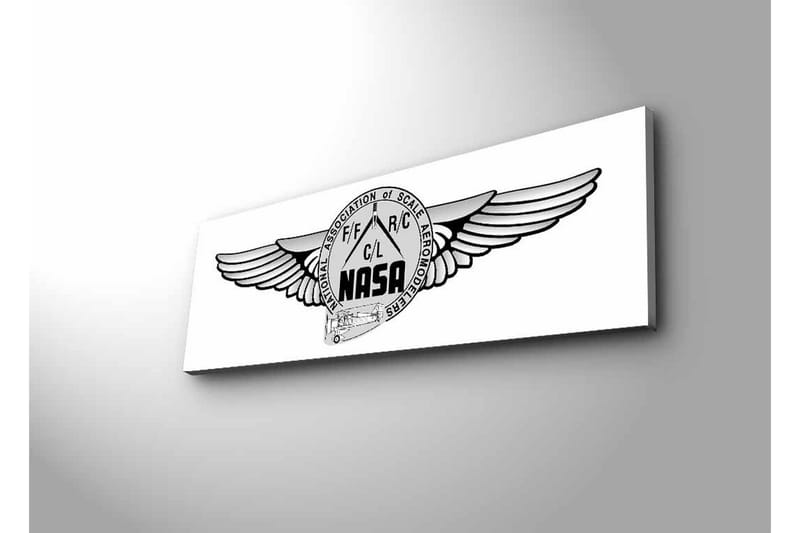 Canvastavla med LED-belysning - Logotyp med vingar och NASA-motiv - Svart / Grå - Inredning - Tavlor & konst - Canvastavlor