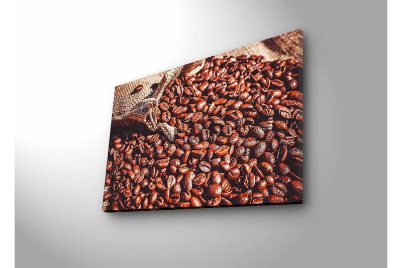 Canvastavla med LED-belysning - Rika kaffebönor i en naturlig miljö - Mörkbrun / Ljusbrun - Inredning - Tavlor & konst - Canvastavlor