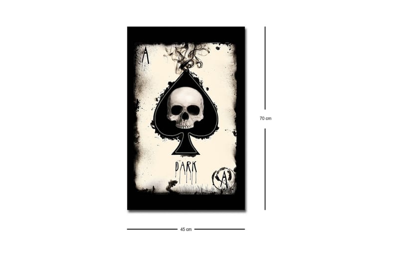 Canvastavla med LED-belysning - Skalle i spaderform med mörka inslag - Svart / Vit / Grå - Inredning - Tavlor & konst - Canvastavlor
