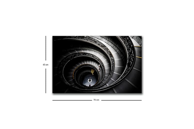 Canvastavla med LED-belysning - Spiralerande trappa med eleganta detaljer - Svart / Grå / Gul - Inredning - Tavlor & konst - Canvastavlor