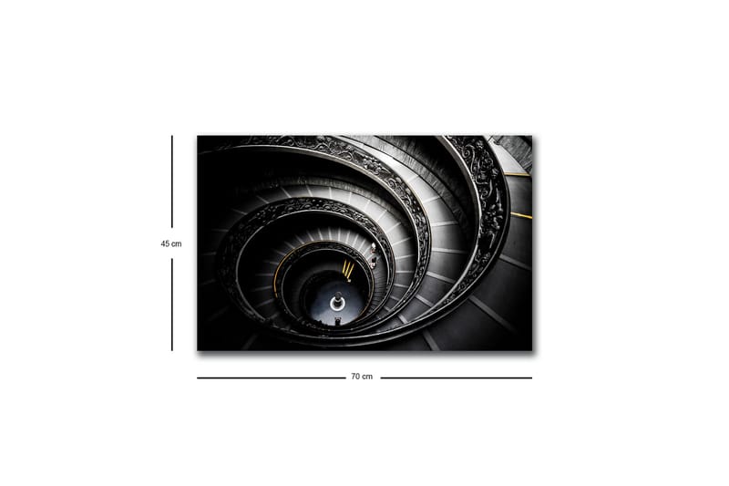 Canvastavla med LED-belysning - Spiralerande trappa med eleganta detaljer - Svart / Grå / Gul - Inredning - Tavlor & konst - Canvastavlor