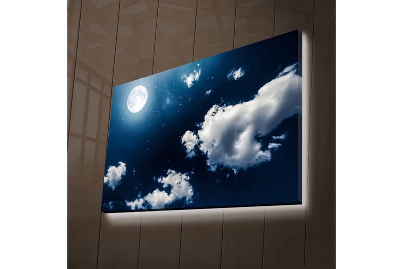 Canvastavla med LED-belysning - Ståtlig rosa träd i en färgglad äng - nan - Inredning - Tavlor & konst - Canvastavlor