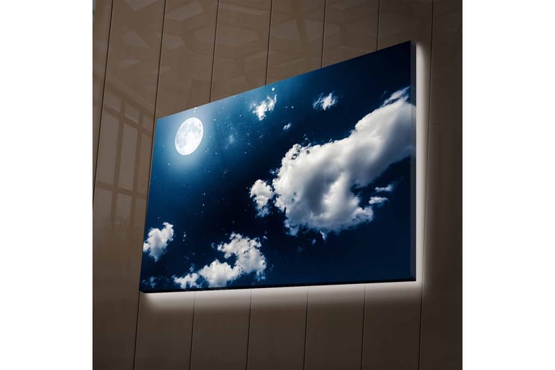 Canvastavla med LED-belysning - Ståtlig rosa träd i en färgglad äng - Inredning - Tavlor & konst - Canvastavlor