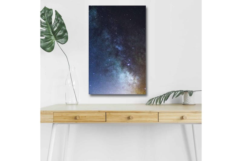 Canvastavla med LED-belysning - Stjärnfull natthimmel med galaxer och stjärnor - Mörkblå / Svart / Ljusblå - Inredning - Tavlor & konst - Canvastavlor