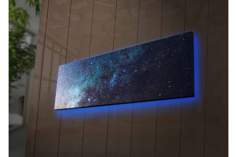 Canvastavla med LED-belysning - Stjärnhimmel med galaxer och stjärnor - Mörkblå / Svart / Ljusblå - Inredning - Tavlor & konst - Canvastavlor
