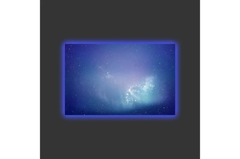 Canvastavla med LED-belysning - Stjärnspäckad galax i djupblått och lila - Djupblå / Lila / Turkos - Inredning - Tavlor & konst - Canvastavlor