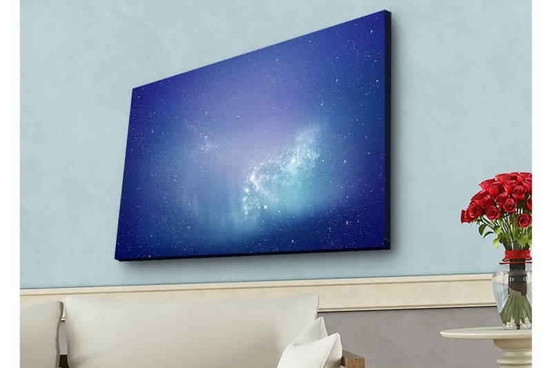 Canvastavla med LED-belysning - Stjärnspäckad galax i djupblått och lila - Djupblå / Lila / Turkos - Inredning - Tavlor & konst - Canvastavlor