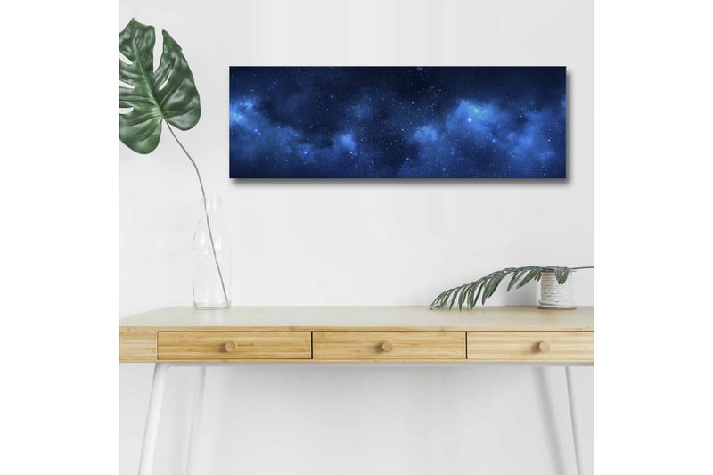 Canvastavla med LED-belysning - Stjärnspäckad natthimmel med mjuka molnformationer - Mörkblå / Ljusblå / Svart - Inredning - Tavlor & konst - Canvastavlor