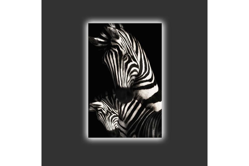 Canvastavla med LED-belysning - Svartvita zebror med distinkta ränder - Svart / Vit - Inredning - Tavlor & konst - Canvastavlor