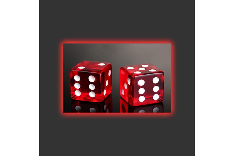 Canvastavla med LED-belysning - Tärningar i klart röd färg med vita prickar - Röd / Vit - Inredning - Tavlor & konst - Canvastavlor