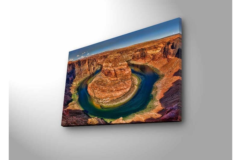 Canvastavla med LED-belysning - Vacker vy av en slingrande flod omgiven av dramatiska klippor - Röd / Grön / Blå - Inredning - Tavlor & konst - Canvastavlor