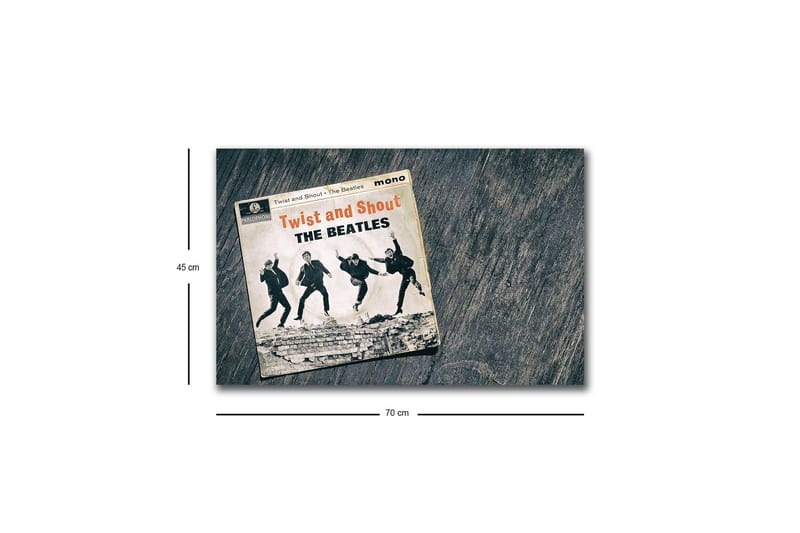 Canvastavla med LED-belysning - Vintage skivomslag med The Beatles i aktion - Svart / Grå / Beige - Inredning - Tavlor & konst - Canvastavlor