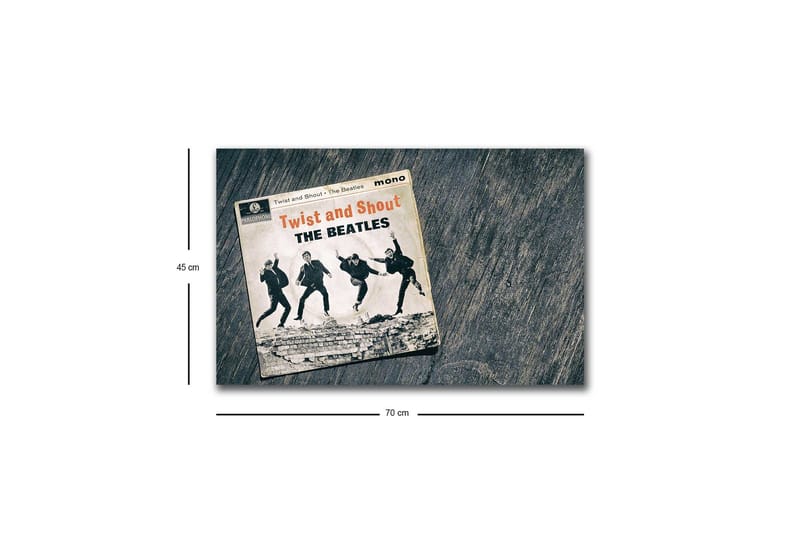 Canvastavla med LED-belysning - Vintage skivomslag med The Beatles i aktion - Svart / Grå / Beige - Inredning - Tavlor & konst - Canvastavlor
