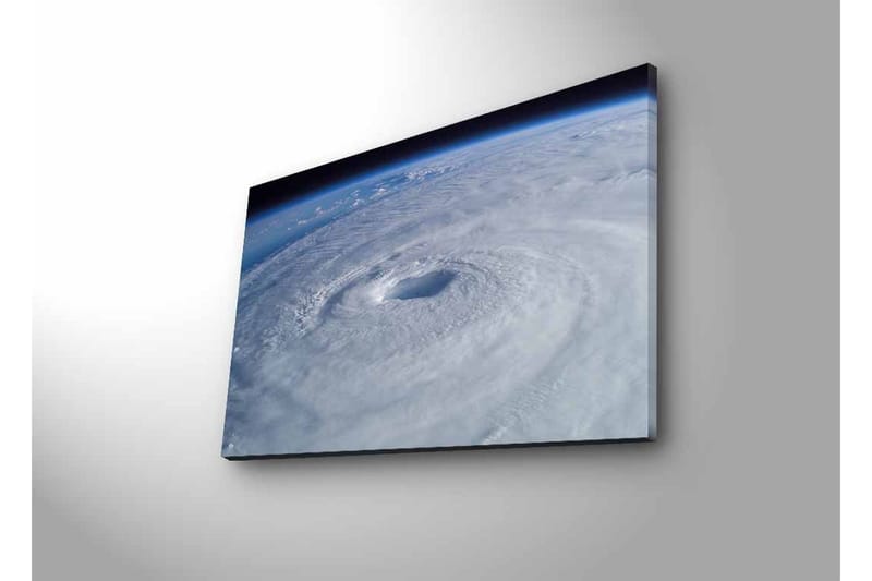 Canvastavla med LED-belysning - Virvlande moln i en tropisk cyklon - Vit / Blå / Grå - Inredning - Tavlor & konst - Canvastavlor