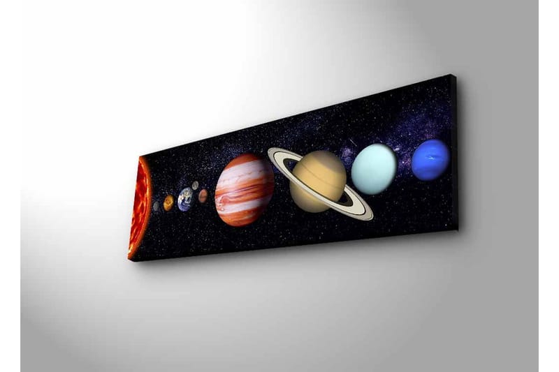 Canvastavla med LED-belysning - Planeter i solsystemet i en stjärnklar bakgrund - Mörkblå / Orange / Beige - Inredning - Tavlor & konst - Canvastavlor
