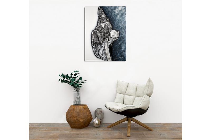 Canvastavla - Mystisk figur med lång skägg och en kristallkula - Mörkblå / Svart / Vit - Inredning - Tavlor & konst - Canvastavlor