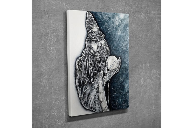 Canvastavla - Mystisk figur med lång skägg och en kristallkula - Mörkblå / Svart / Vit - Inredning - Tavlor & konst - Canvastavlor