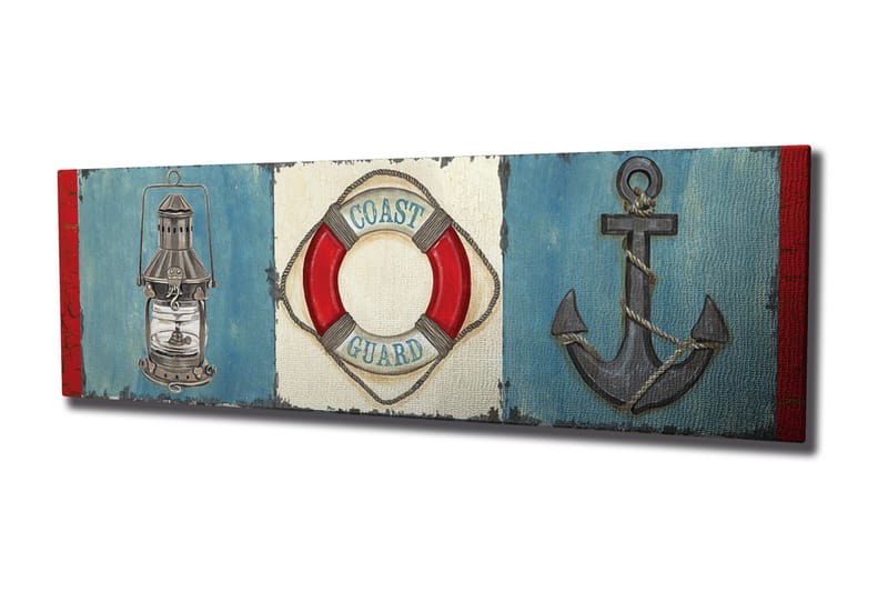 Canvastavla Navy ankare livboj - Blå/Röd - Inredning - Tavlor & konst - Canvastavlor