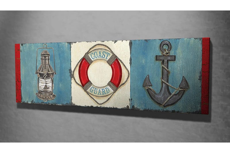 Canvastavla Navy ankare livboj - Blå/Röd - Inredning - Tavlor & konst - Canvastavlor