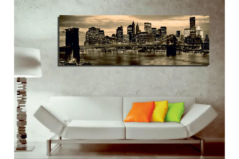 Canvastavla New York Brooklyn Bridge - Svart/Gul - Inredning - Tavlor & konst - Canvastavlor