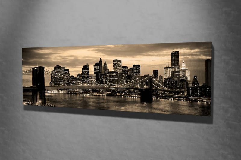 Canvastavla New York Brooklyn Bridge - Svart/Gul - Inredning - Tavlor & konst - Canvastavlor
