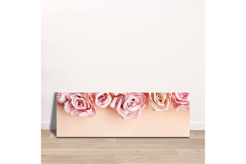 Canvastavla - Rosa rosor i mjuka nyanser mot en ljus bakgrund - Ljusrosa / Mörkrosa / Beige - Inredning - Tavlor & konst - Canvastavlor