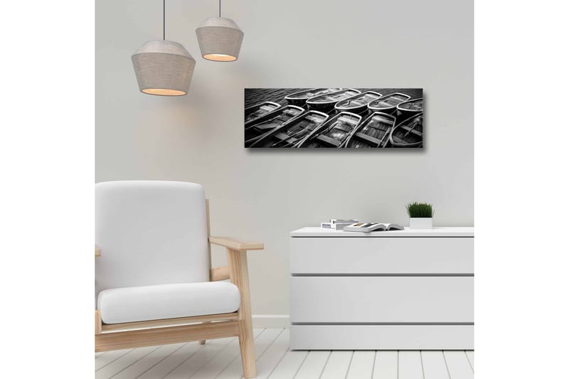 Canvastavla - Samling av båtar i svartvitt - Svart / Grå / Vit - Inredning - Tavlor & konst - Canvastavlor