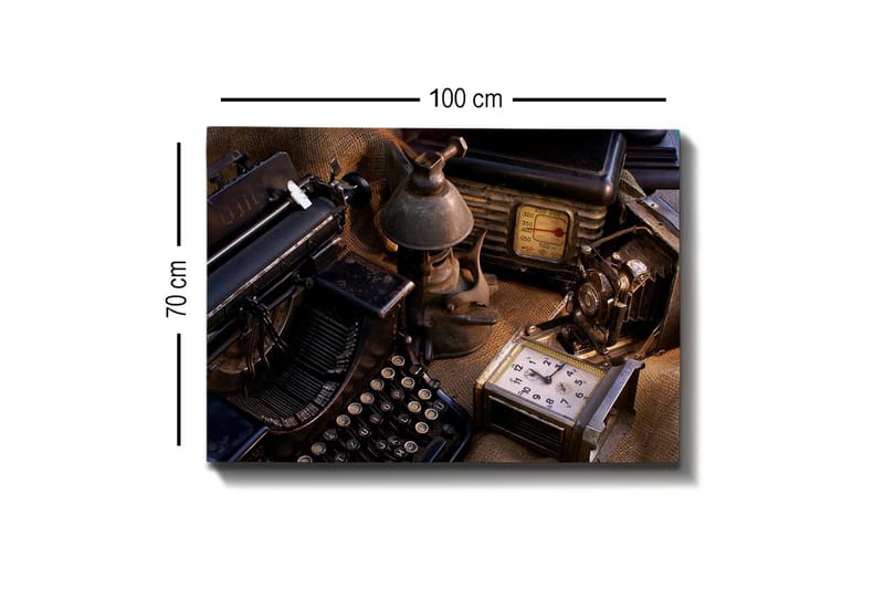 Canvastavla - Samling av vintage skrivmaskiner och gamla apparater - Svart / Brunt / Grått - Inredning - Tavlor & konst - Canvastavlor