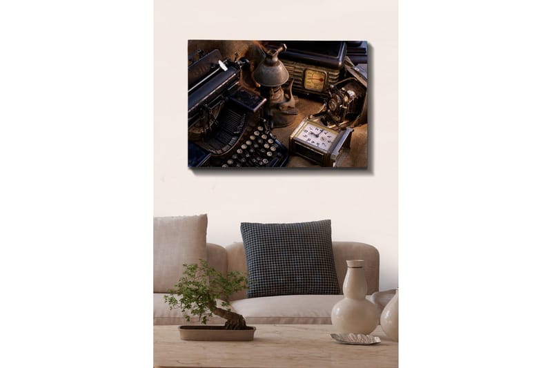 Canvastavla - Samling av vintage skrivmaskiner och gamla apparater - Svart / Brunt / Grått - Inredning - Tavlor & konst - Canvastavlor