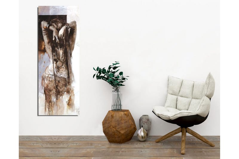 Canvastavla - Sensuell kvinna med uppsatt hår i en abstrakt komposition - Brunt / Beige / Vitt - Inredning - Tavlor & konst - Canvastavlor